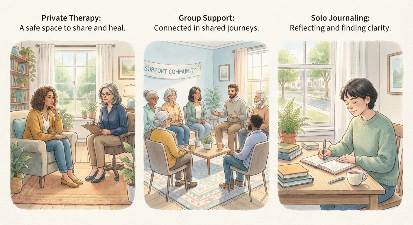 Therapy Formats Side by Side: Individual, Group, and Self-Guided Approaches
